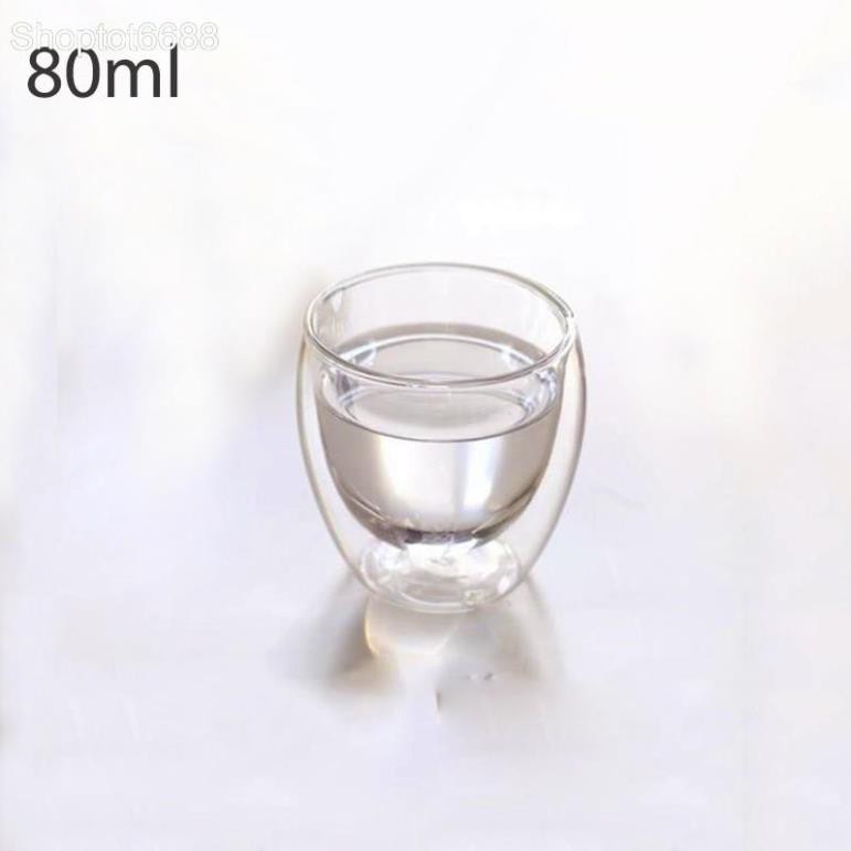 Cốc  thủy tinh 2 lớp giữ nhiệt uống trà và cafe 80ml-240ml -350ml-450ml-650ml tùy chọn