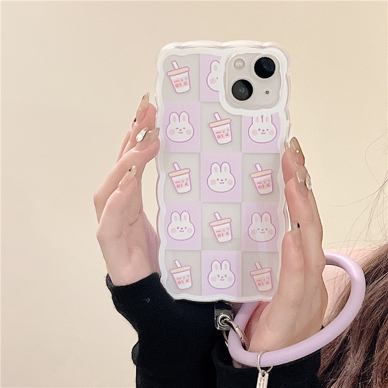 Ốp Điện Thoại Silicon In Họa Tiết Sóng Biển Lớn Có Dây Đeo Cổ Tay Cho iphone 12 / 13Promax 11 xs 8-14