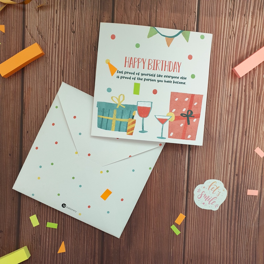 Thiệp chúc mừng sinh nhật 12x12 SDstationery SN4 CONFETTI họa tiết chấm bi thú cưng vui nhộn