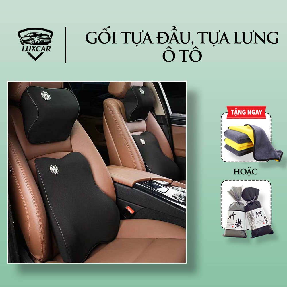 Gối Tựa Đầu Và Tựa Lưng Ô TÔ LUXCAR Cao Su Non Cao Cấp, Chống Đau Mỏi Lưng, Vai, Cổ