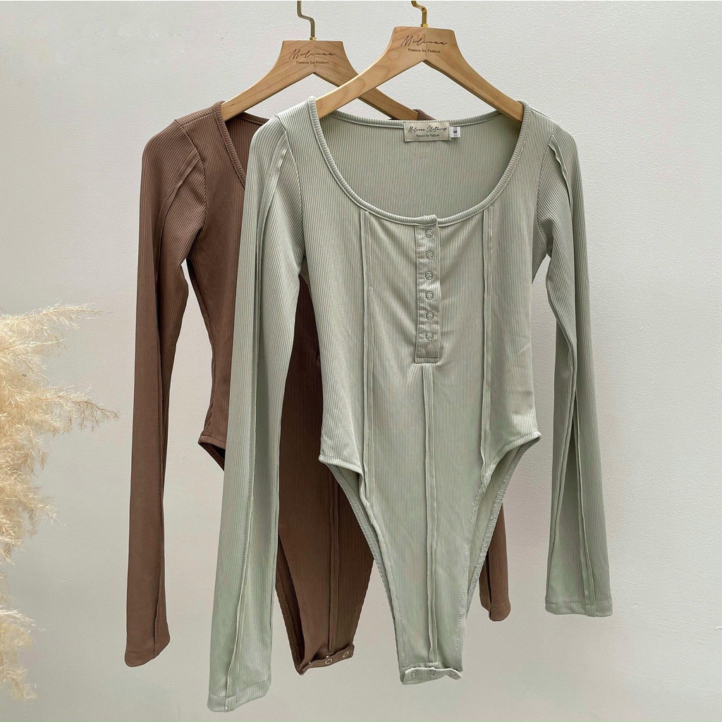 BODYSUIT THUN GÂN TAY DÀI ĐÍNH CÚC BẤM C2220