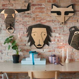 Đầu thú treo tường decor Gỗ