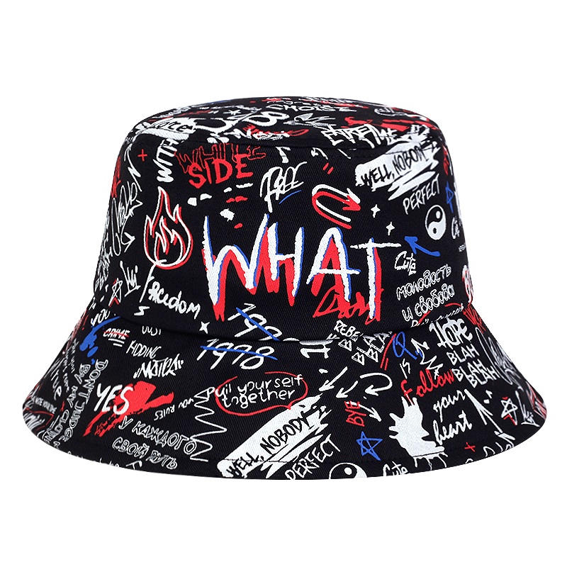 Nón Bucket Chống Nắng In Họa Tiết Graffiti Phong Cách Hip Hop Thời Trang Mùa Hè Cho Nam Và Nữ