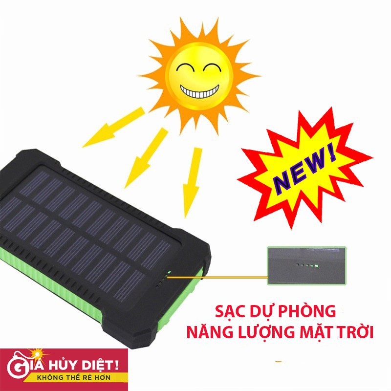 Sạc Dự Phòng năng lượng mặt trời chống nước 10000 mAh Đèn Led, La bàn R-13975