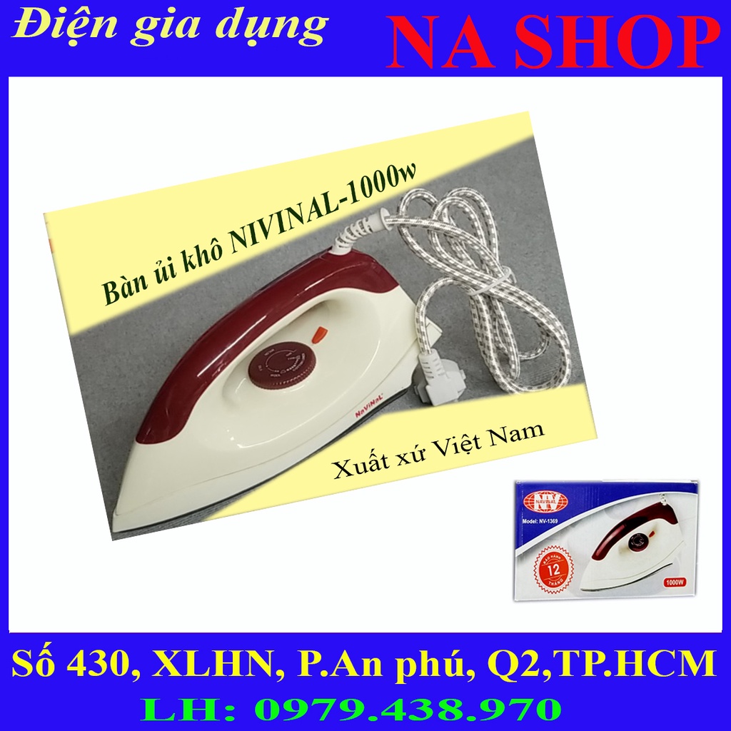 NaShop - Bàn ủi khô NavinaL-1000w-Xuất xứ Việt Nam, điện gia dụng (DGD)