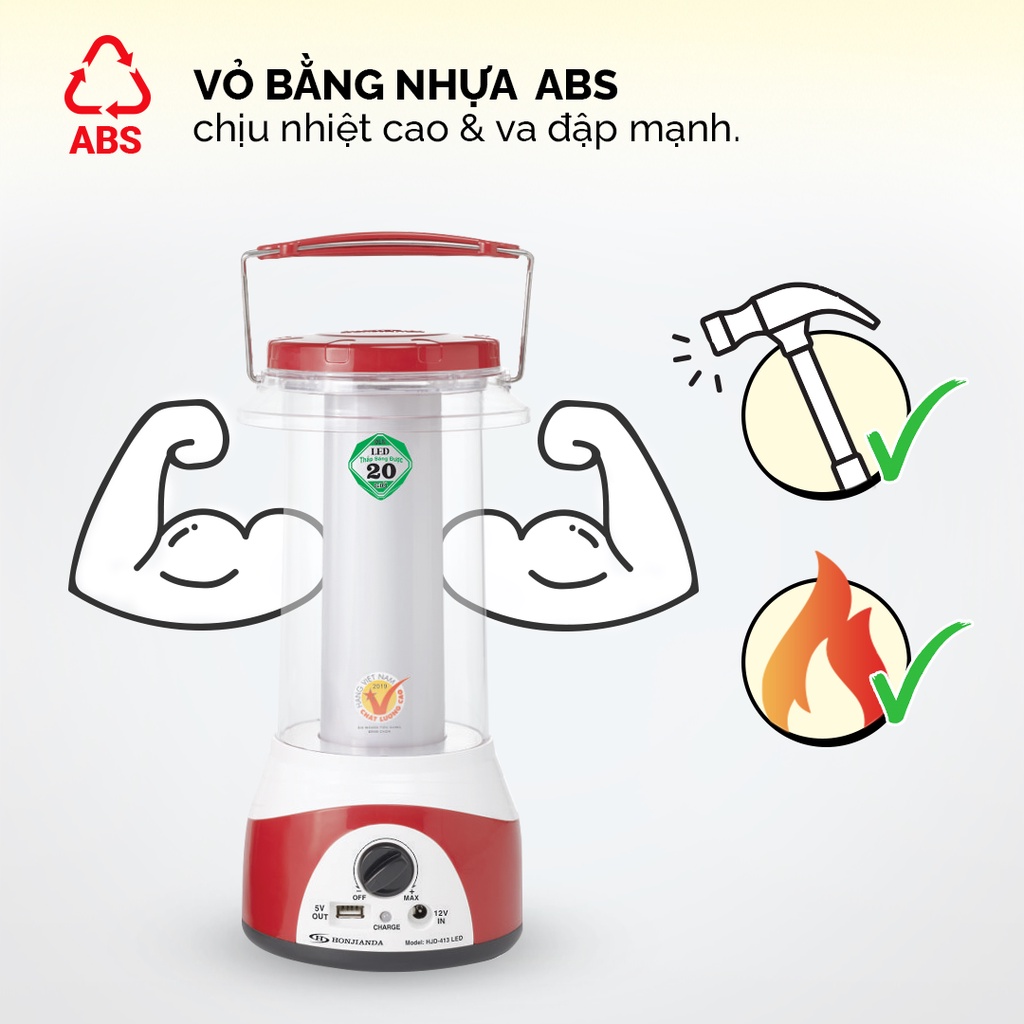 Đèn sạc tích điện đa năng Honjianda HJD-413 72 bóng LED siêu sáng