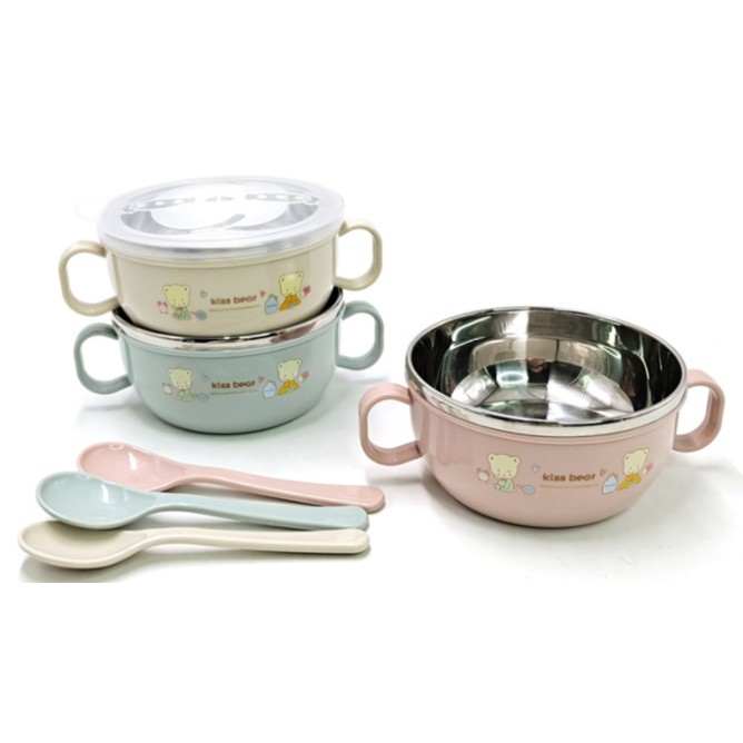 Hộp cơm giữ nhiệt lõi inox kèm thìa HC3 Lunch Box hộp cơm súp cháo thức ăn cute dễ thương pastel 11,5*5,5cm