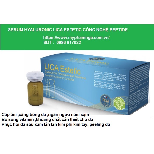 (ECO ORGANIC)Serum hyaluronic LICA ESTETIC cấp ẩm,căng bóng da,chống thâm sạm sỉn màu,mịn nếp nhăn,lão hóa da | BigBuy360 - bigbuy360.vn