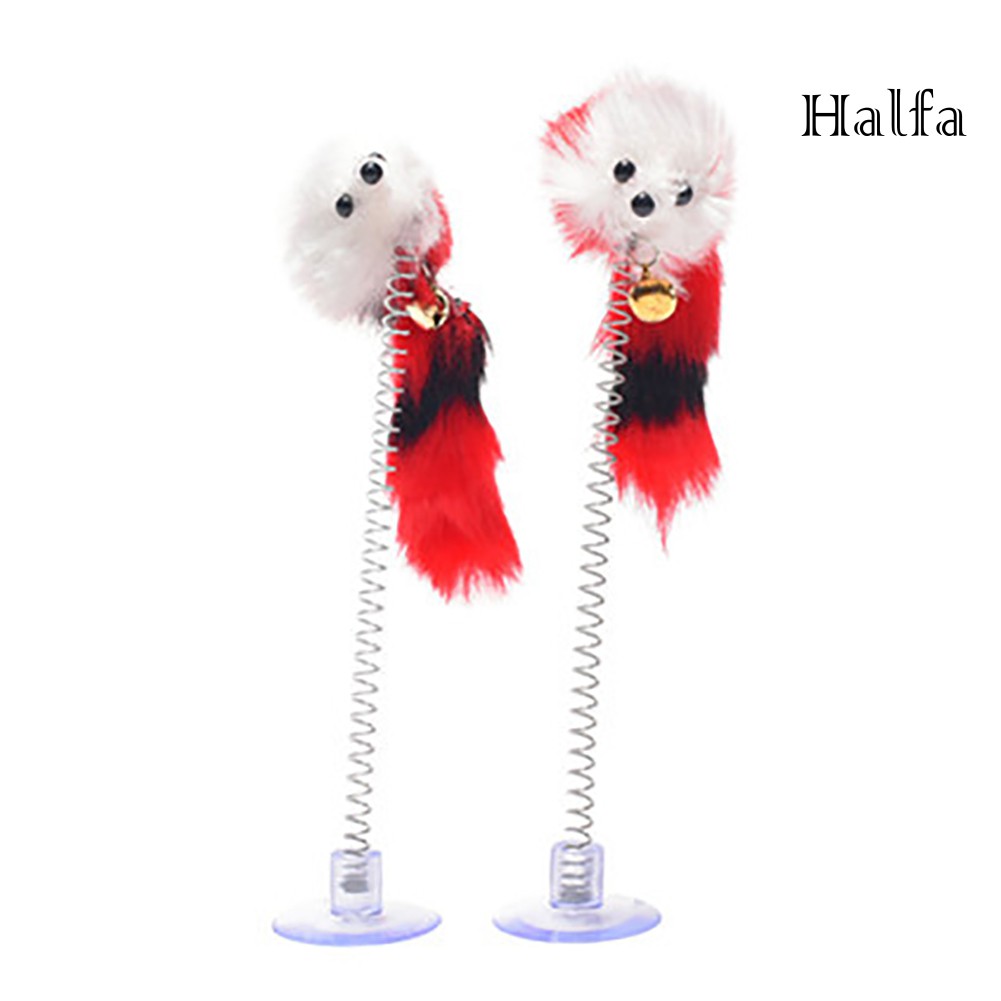 Đồ chơi chuột lông gắn lò xo tương tác cho mèo