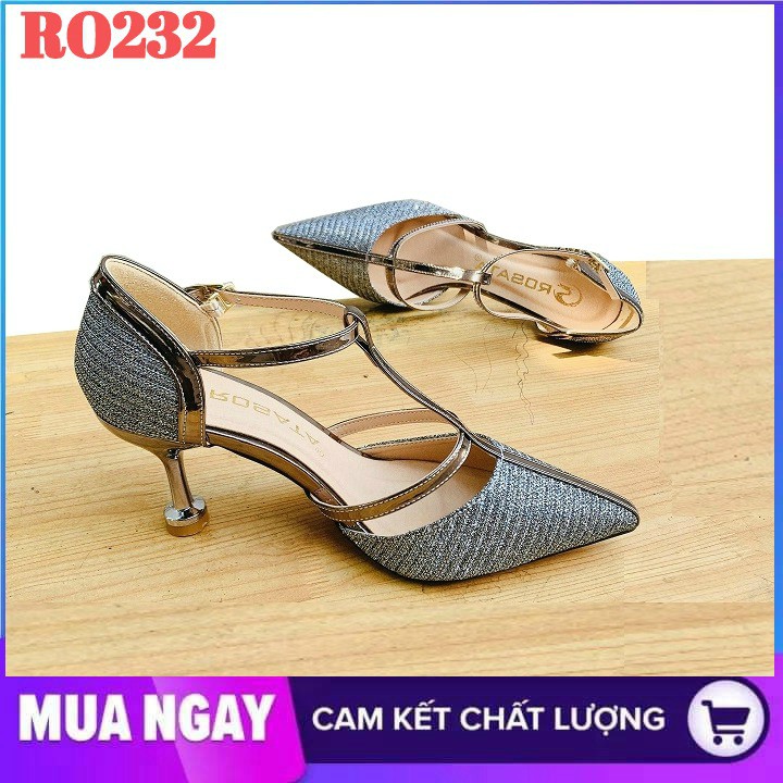 Giày cao gót nữ đẹp bít mũi 6cm hàng hiệu rosata hai màu xám trắng ro232