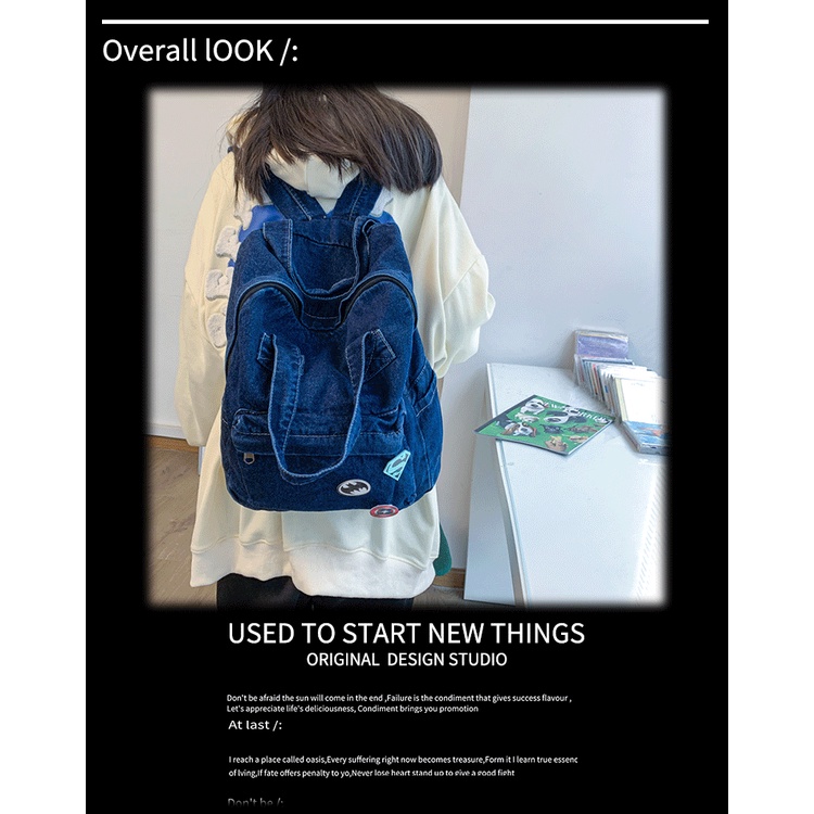 Ba Lô Vải Denim Thời Trang Dành Cho Nam Và Nữ