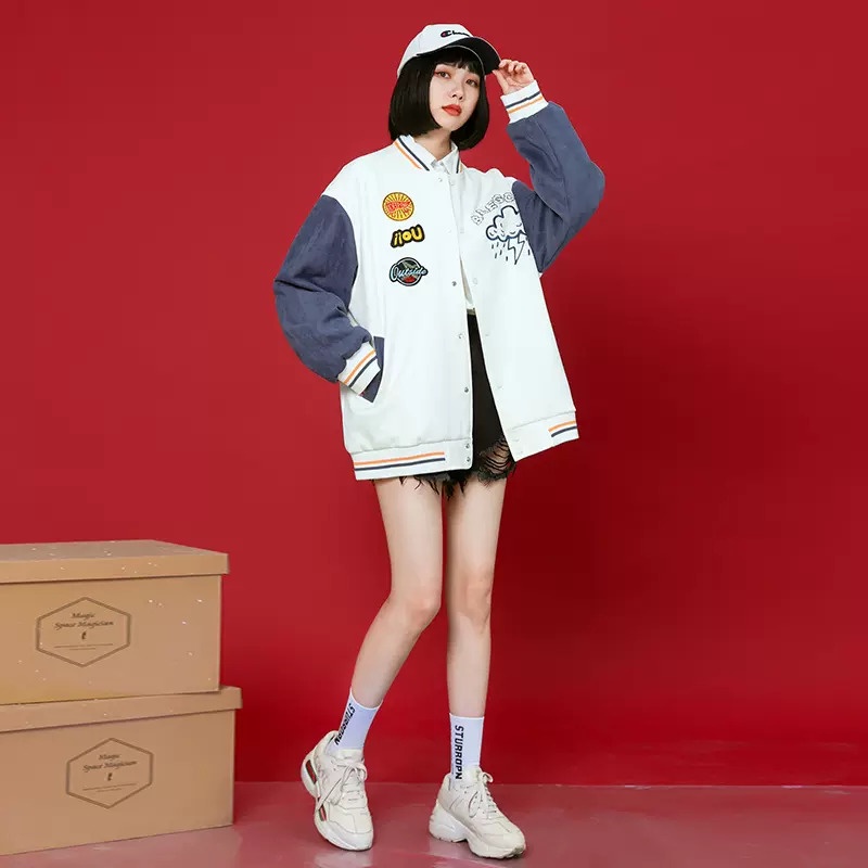 Áo khoác Bomber Uoii - Shop DinhHoa85 - Áo khoác bóng chày Hàn Quốc Nam Nữ Unisex –Vải Kaki 2 Lớp Dày Ấm - Ulzzang Hot