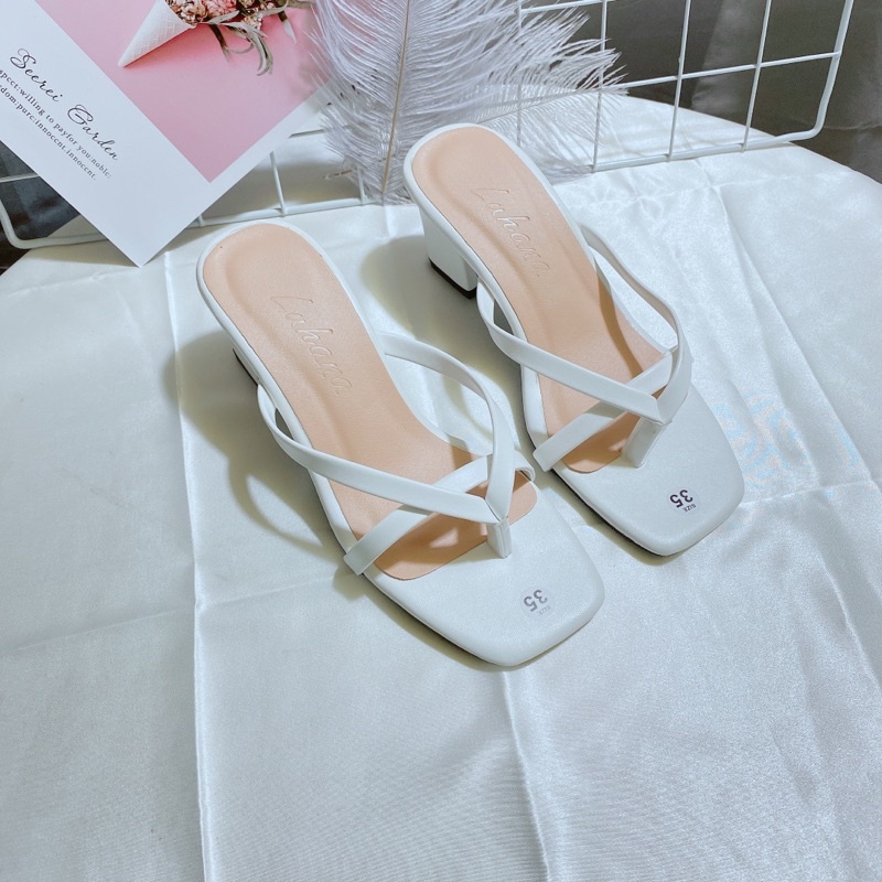 guôc nữ gót vuông cao 5cm kẹp dây mảnh thời trang Luhana