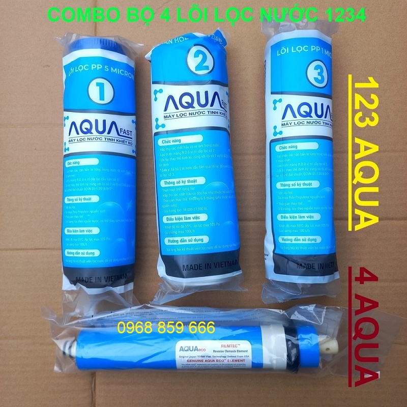 Lõi Lọc Nước Số 4 Màng RO AQUA tặng bộ lõi lọc nước AQUA số 1,2,3 ( bộ lõi 1234 AQUA)