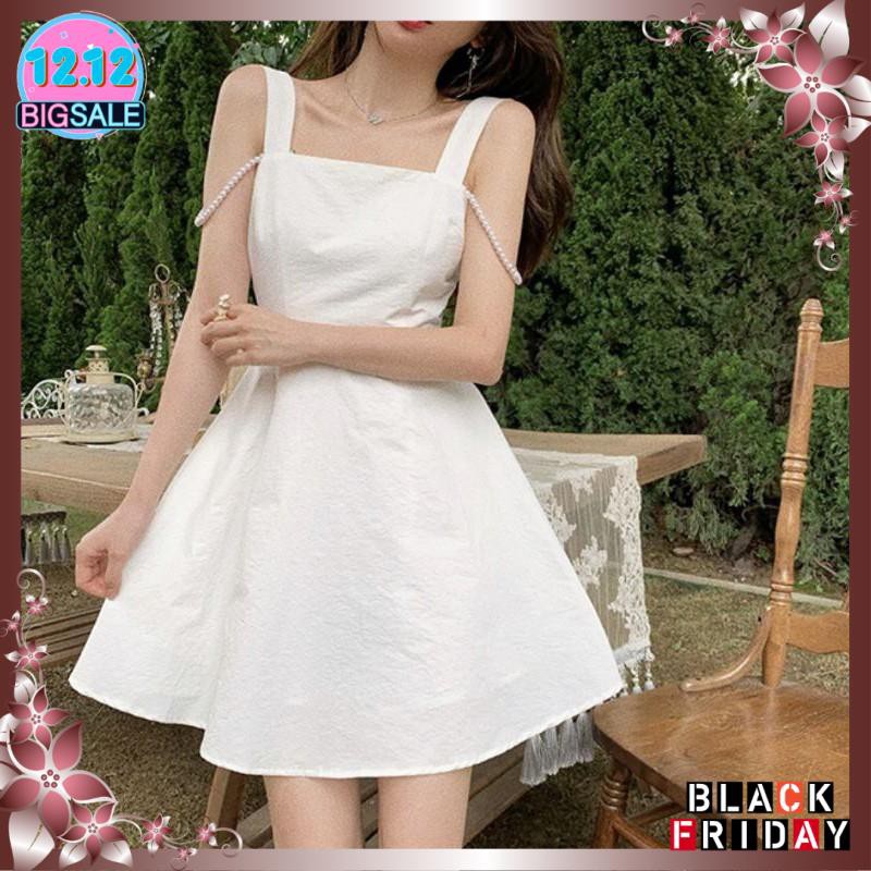 Đầm trắng hở lưng cột nơ dây chuỗi nhẹ nhàng xinh xắn | BigBuy360 - bigbuy360.vn