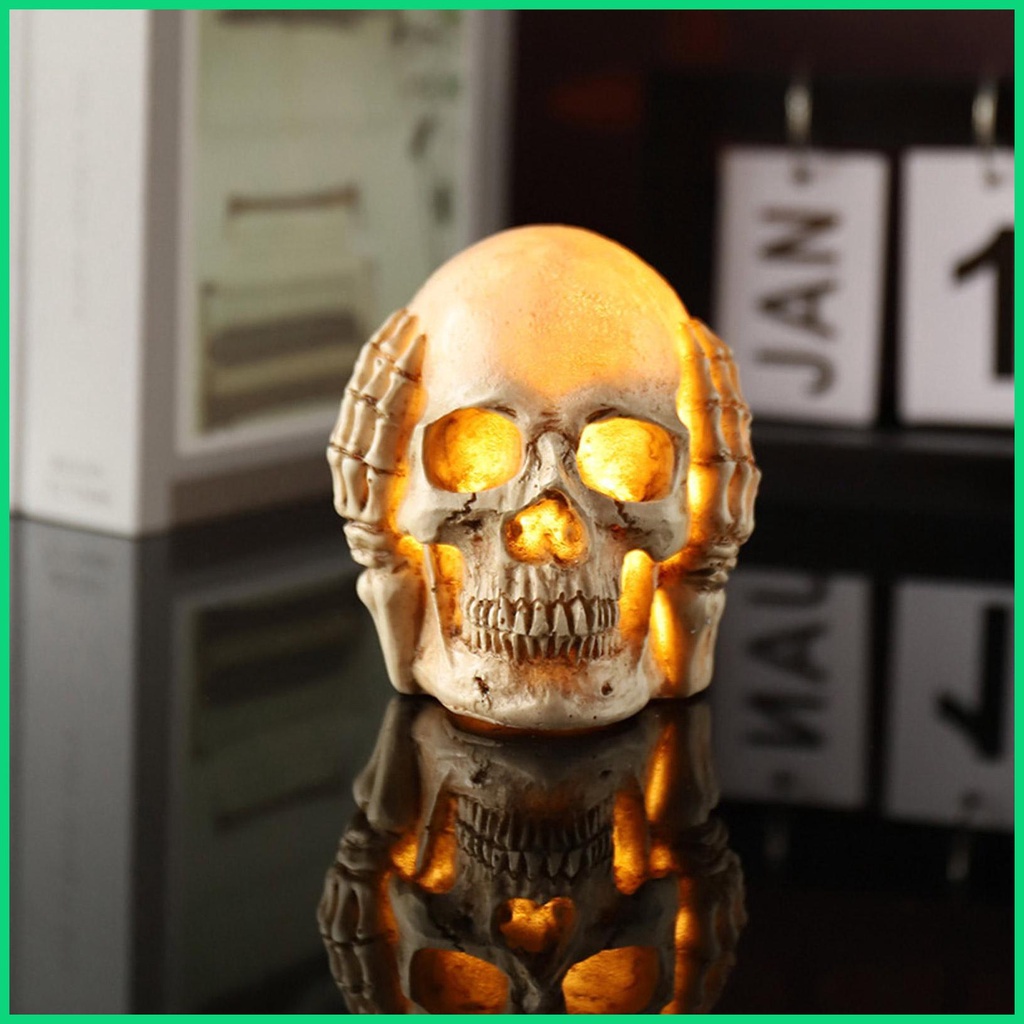 Đèn Ngủ Hình Đầu Lâu Bằng Nhựa Resin Để Bàn Trang Trí Tiệc Halloween