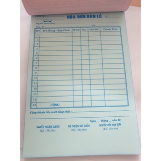 Sổ hóa đơn bán lẻ