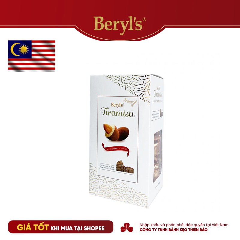 Socola - Chocolate Tiramisu vị hạnh nhân Beryls - Almond White hộp giấy 200g