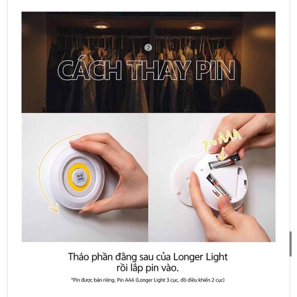 Sét 3 đèn led dán tường  + điều khiển