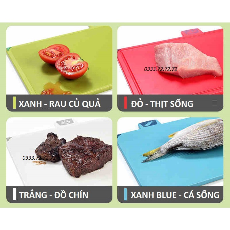 Bộ Thớt 4 Món Phân Loại Thịt Cá Rau Củ Quả, Từ Nhựa TPE Chất Liệu Cao Cấp, Chống Mài Mòn, An Toàn Với Sức Khỏe