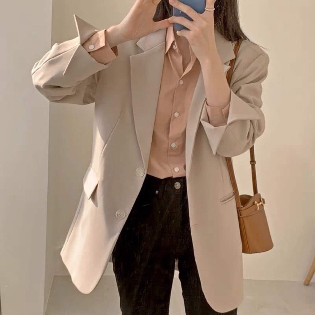 Áo blazer nữ 2 lớp áo vest nữ blazer hàn quốc dài tay 4 cúc vải dày 2 lớp Mophus MB010