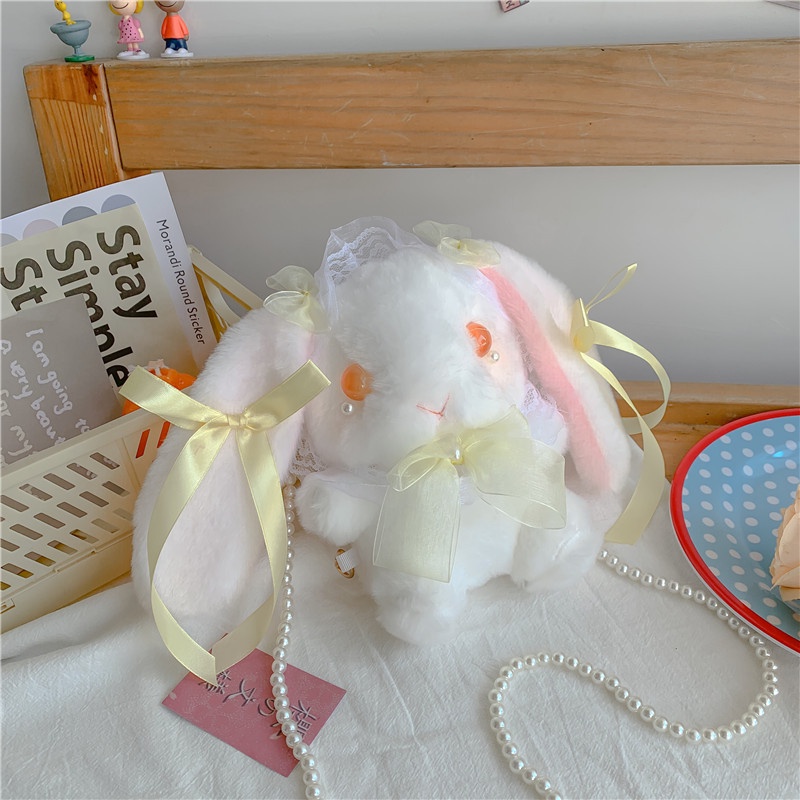 Lolita Thỏ Dễ Thương Túi Nhật Bản JK Cô Gái Phong Cách Trái Tim Búp Bê Dễ Thương Sang Trọng Túi【By】