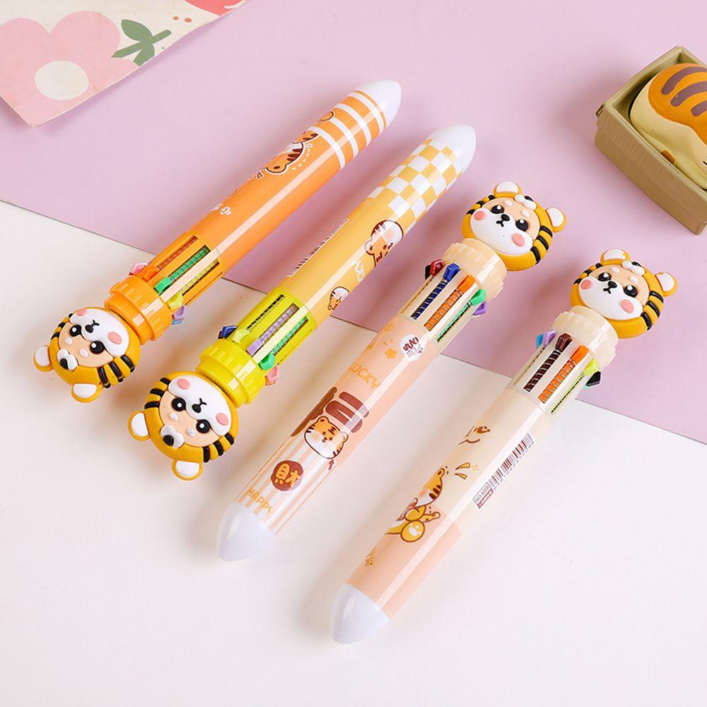 Bút Bi Ngòi 0.5mm 10 Màu Họa Tiết Động Vật Hoạt Hình Cho Bé