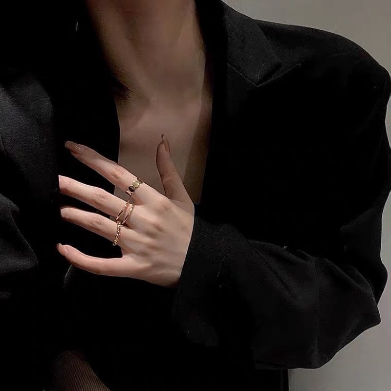 Set 3 nhẫn đeo khớp ngón tay titan thiết kế đơn giản sáng đẹp, phong cách thanh lịch và nữ tính thời trang cho nữ