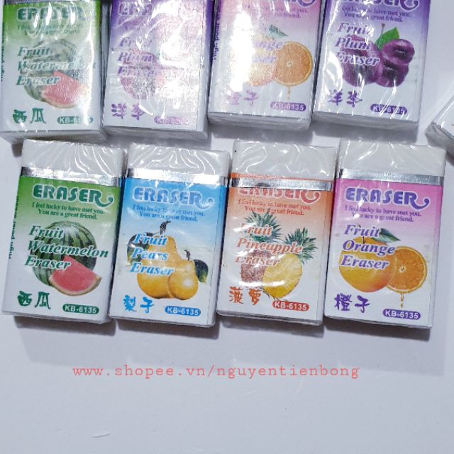Sỉ 30 viên tẩy bút chì hoa quả, gôm hoa quả
