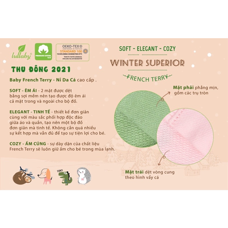 Bộ Lullaby dài tay raglan French Terry/Nỉ da cá NH709P - New Arrival AW 2021