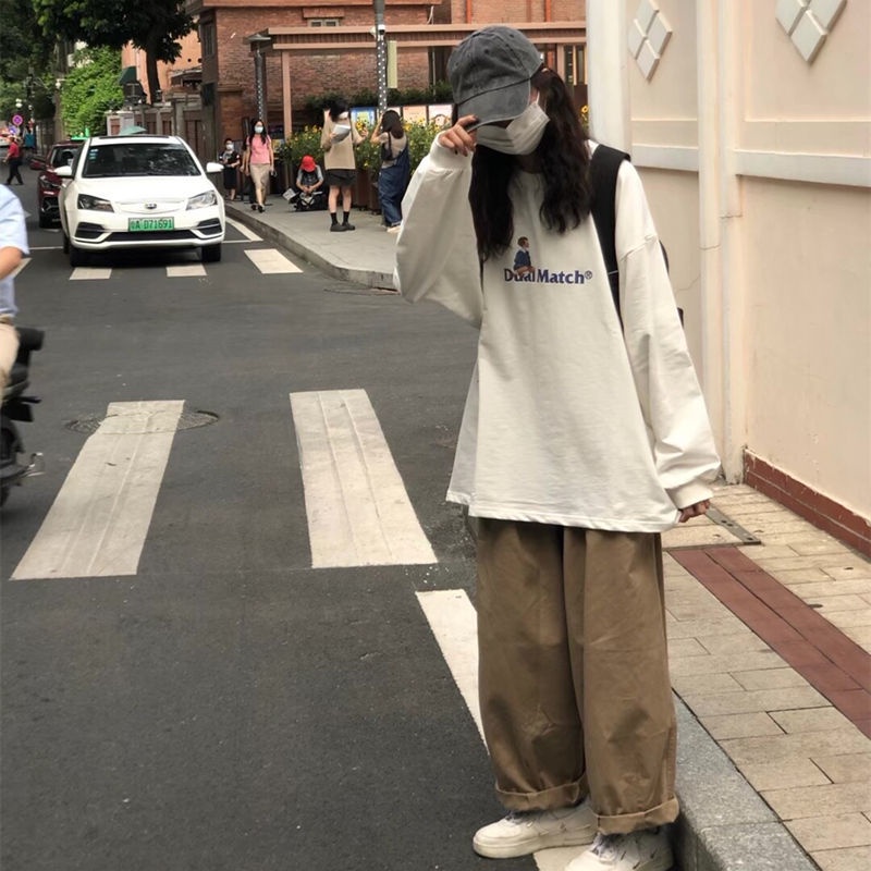 Áo Sweater Tay Dài Dáng Rộng Phong Cách Thời Trang Hàn Quốc Dành Cho Nữ