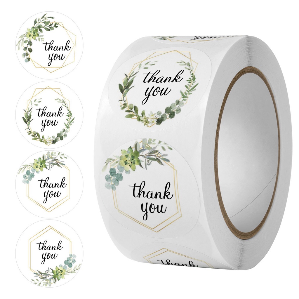 Cuộn 500 stick dán nhãn Thank you sticker cảm ơn decal dán trang trí sổ handmade gói quà STICK024