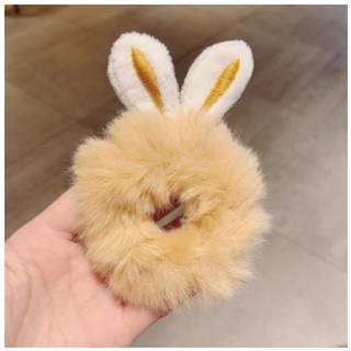 Cột tóc lông pom pom tai thỏ nhiều màu