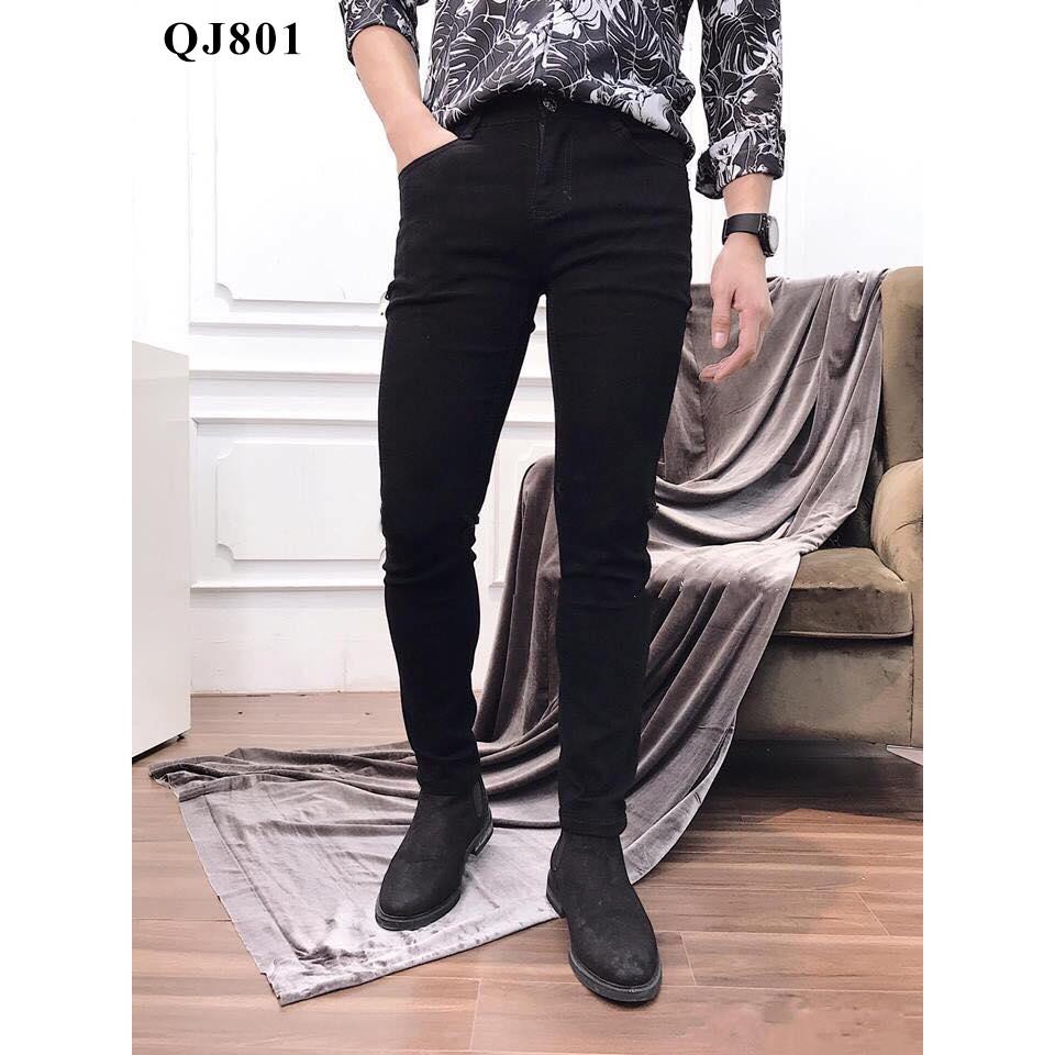 Quần jeans nam - quần bò - dáng côn màu đen [ Trơn & Rách gối ] - Dáng slimfit | BigBuy360 - bigbuy360.vn