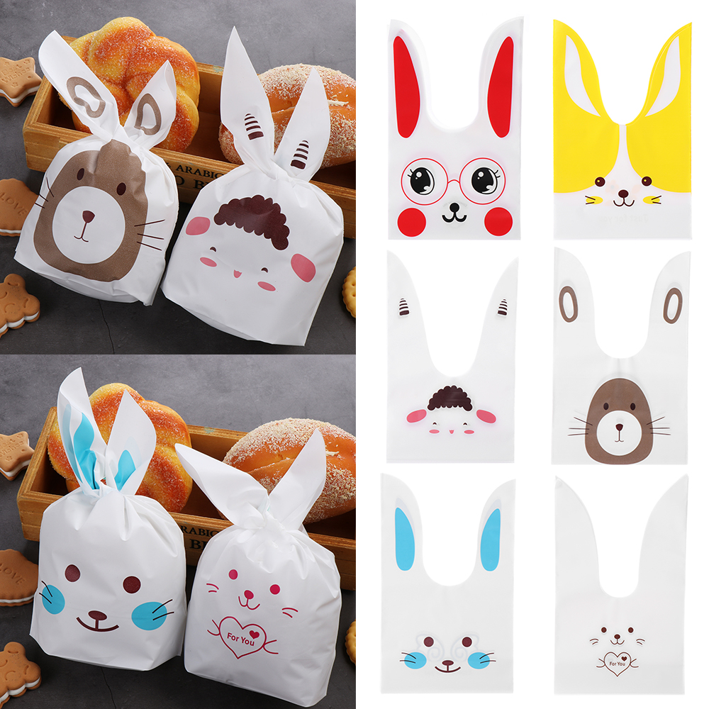 Set 10 Túi Đựng Bánh Quy Tạo Hình Thỏ Dễ Thương