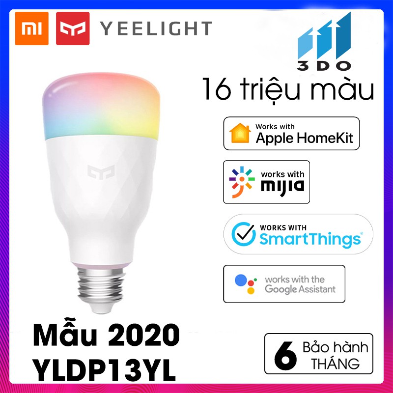 Bóng đèn led đổi màu thông minh wifi  XlAOMI YEELIGHT bản 2020 chỉnh theo nhạc điều khiển từ xa nhiều màu trang trí ngủ