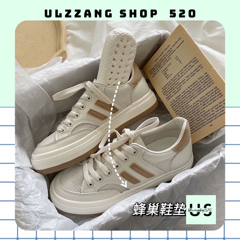 Giầy thể thao 2 vạch 2 màu ghi nâu kiểu lưới trẻ trung thoáng khí êm chân thời trang Hàn Quốc Ulzzangshop520