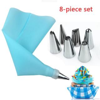 Bộ dụng cụ làm bánh 8 món gồm 6 đui bắt bánh inox + túi đựng kem EVA bằng silicon + đầu nối túi