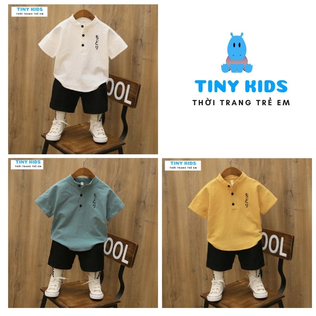 Đồ bé trai TINY KIDS, Quần áo bé trai chất đũi xước, quần áo trẻ em từ 6-27kg