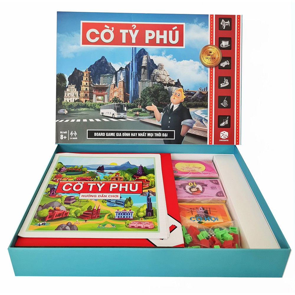 Đồ chơi Cờ tỉ phú Monopoly Việt hóa loại đẹp cho gia đình, board game giả lập, sử dụng tiền mô phỏng [GIẢM GIÁ SỐC]