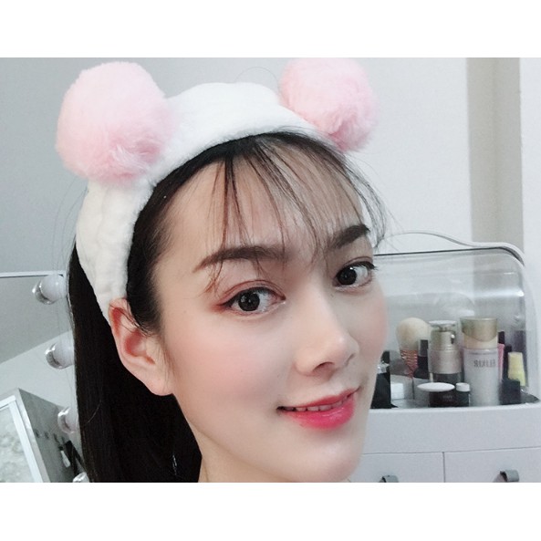 BĂNG ĐÔ CÀI TÓC MAKE UP 2 CỤC NHUNG THỎ TRÒN CHO MẸ-PK78