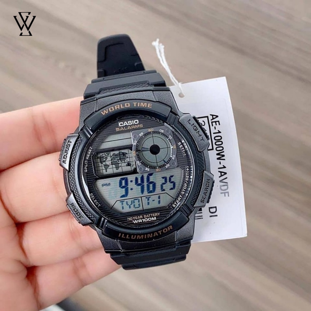 Đồng Hồ Quartz Nam Casio WATCHSTORE AE-1000W-1AVDF Thiết Kế Mặt Kính 43.8mm, Dây Cao Su Và Vỏ Nhựa Bền Bỉ