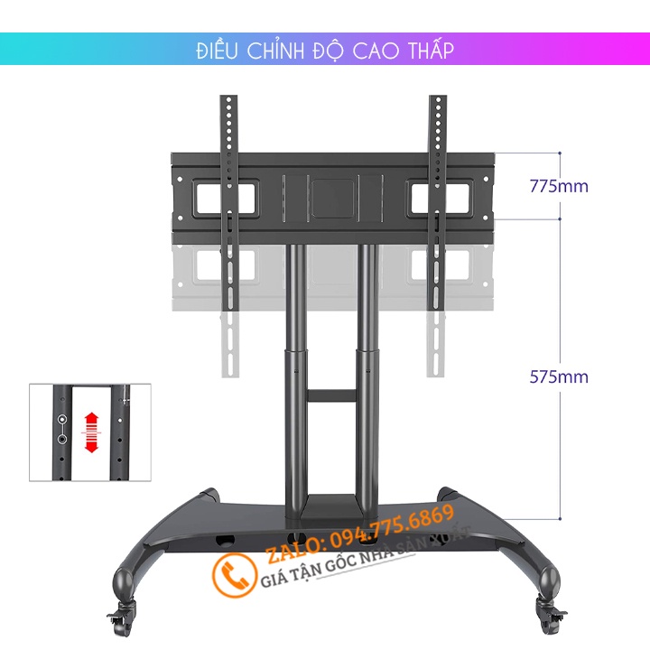KỆ GIÁ TREO TIVI DI ĐỘNG HỘI NGHỊ NB AVA50 32 – 70 INCH - CỘT GIÁ TREO TIVI CÓ BÁNH XE ĐI CHUYỂN