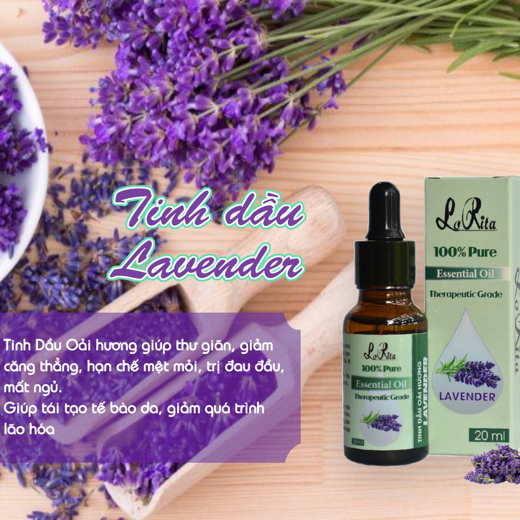 [TẶNG MÁY XÔNG] Tinh dầu thiên nhiên Sả chanh, Quế, Oải hương (lavender), Bạc Hà, Sả Java, Tràm LORITA dùng máy xông #