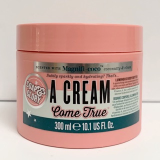 Bơ dưỡng ẩm toàn thân Soap and Glory A CREAM COME TRUE 300ml với hương thơm ngọt hoa quả nhiệt đới dừa ( mua tại anh UK)