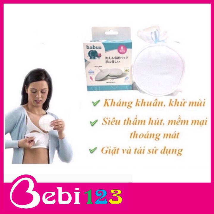 Hộp 8 miếng vải lót thấm sữa giặt được Baby Babuu Nhật Bản cho mẹ