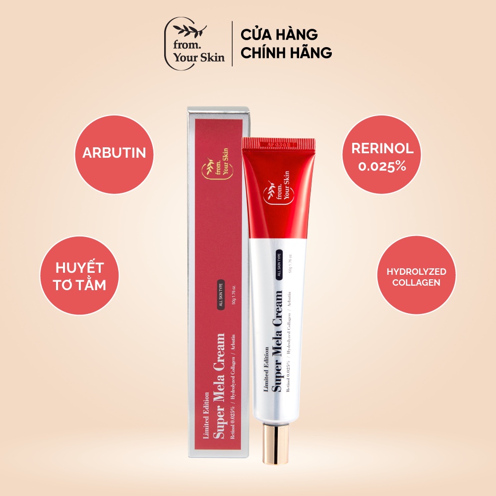 Bộ đôi Chăm sóc da lão hóa FROM YOUR SKIN Tinh Chất Serum Anti Mela Essence 15ml + Kem Super Mela Cream 50g