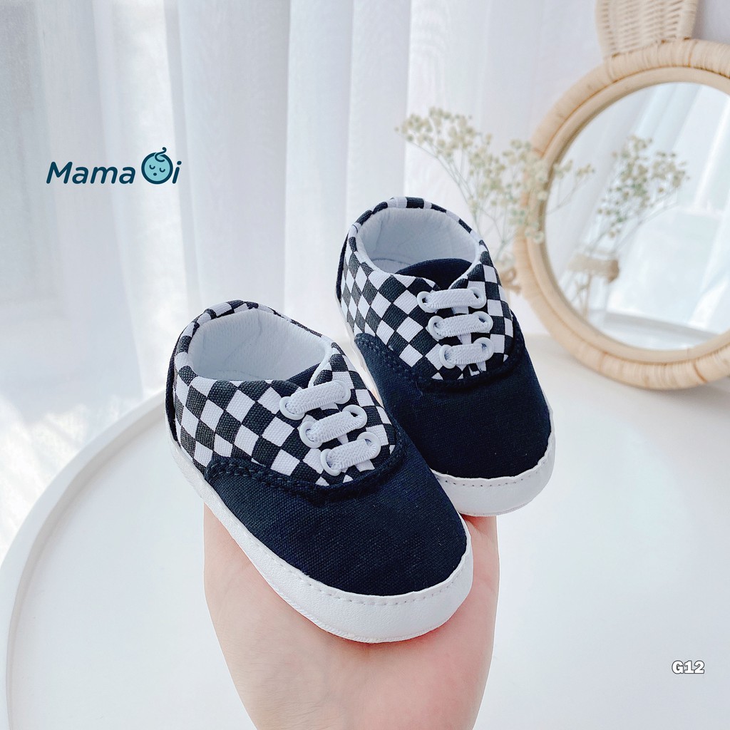 Giày bata tập đi cho bé màu trắng đen kiểu Old School đế vải tập đi của Mama Ơi - Thời trang cho bé