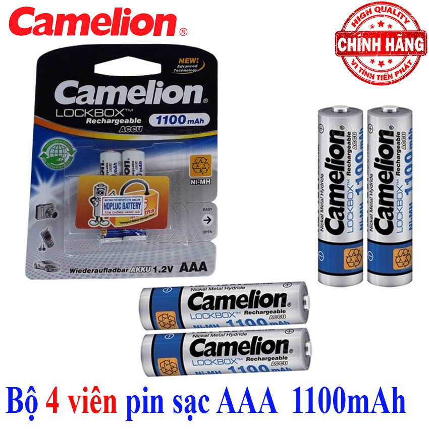 Bộ 4 Pin Sạc AAA (3A) Camelion LockBox Rechargeable Accu 1100mAh - 1.2V