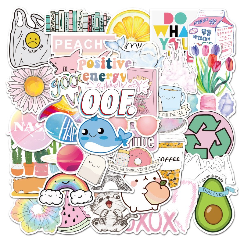 Sticker dán chống thấm nước bộ sưu tập vsco siêu xinh mẫu mới